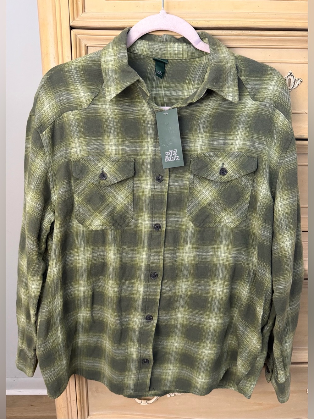 Ladies Plaid button down shirt